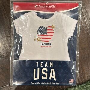 American Girl White Team USA Heart Tee with Red, Blue & Gold Accents